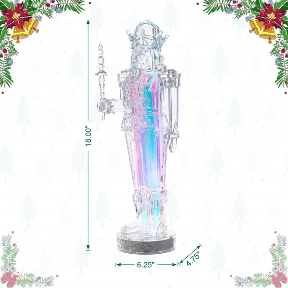 Glitzhome Glitzhome 18"H Acrylic LED Color Changing Lighted Tabletop Nutcracker Figurine