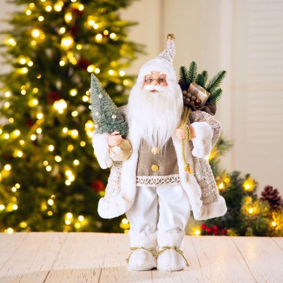 Glitzhome Glitzhome 18"H Christmas Santa Claus Figurine With Golden Coat And Silver Pants Figurine