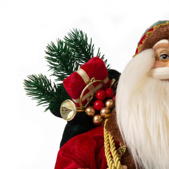 Glitzhome Glitzhome 18"H Christmas Santa Claus Figurine With Traditional Red Velvet Suit
