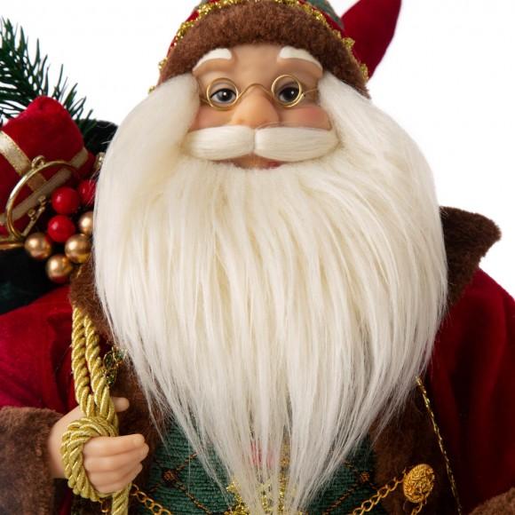 Glitzhome Glitzhome 18"H Christmas Santa Claus Figurine With Traditional Red Velvet Suit