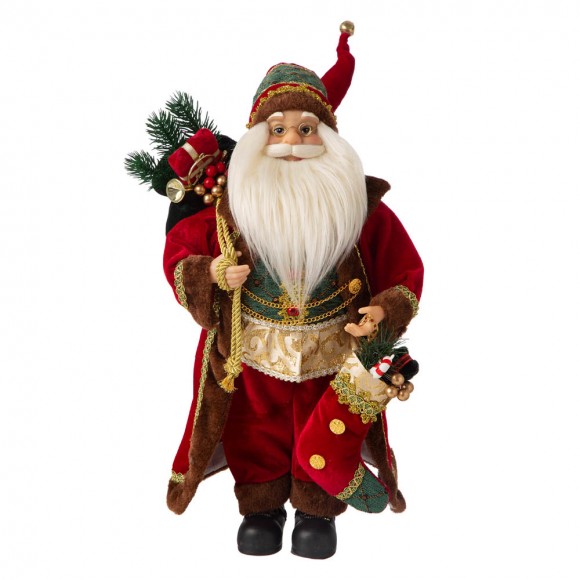 glitzhome Glitzhome 18"H Christmas Santa Claus Figurine With Traditional Red Velvet Suit