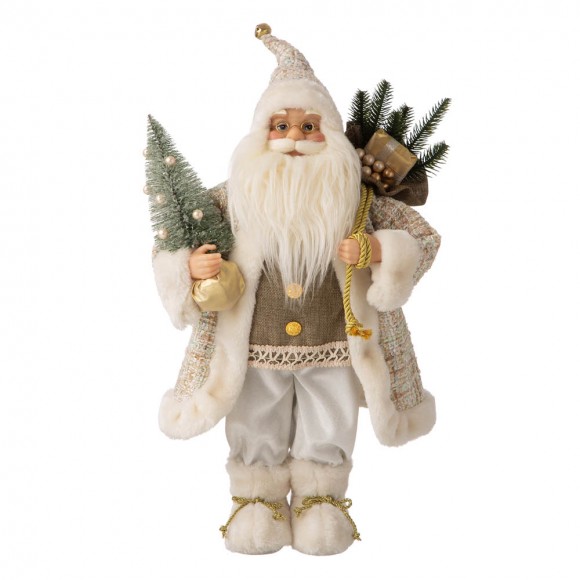 Glitzhome Glitzhome 18"H Christmas Santa Claus Figurine With Golden Coat And Silver Pants Figurine