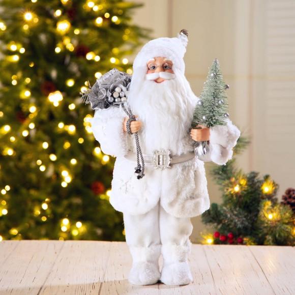 Glitzhome Glitzhome 18"H Christmas Santa Figurine With White Faux Fur Suit
