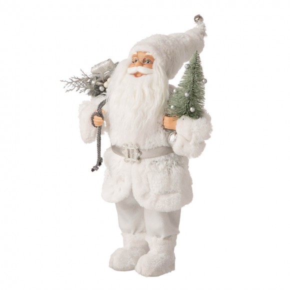 Glitzhome Glitzhome 18"H Christmas Santa Figurine With White Faux Fur Suit