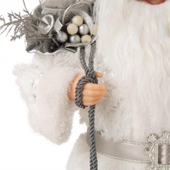 Glitzhome Glitzhome 18"H Christmas Santa Figurine With White Faux Fur Suit