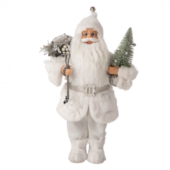 glitzhome Glitzhome 18"H Christmas Santa Figurine With White Faux Fur Suit