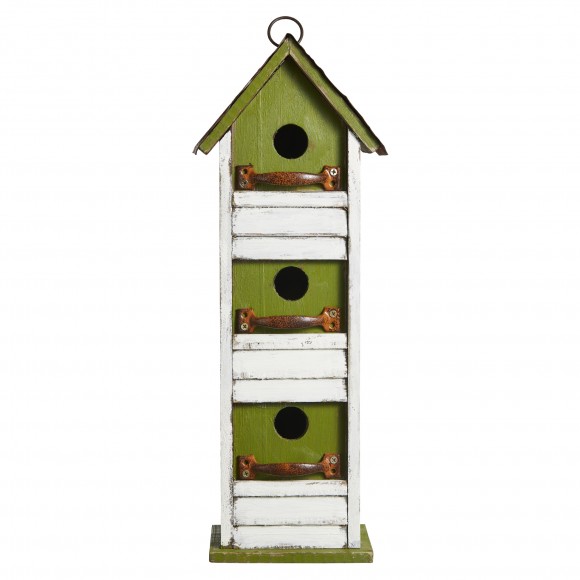Glitzhome Glitzhome 18"H Distressed Solid Wood Cottage With Shutter Texture Decorative Outdoor Garden Birdhouse