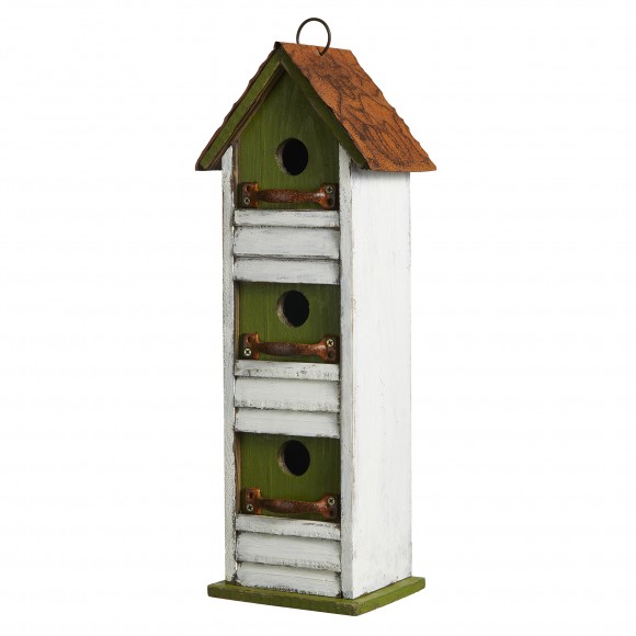 Glitzhome Glitzhome 18"H Distressed Solid Wood Cottage With Shutter Texture Decorative Outdoor Garden Birdhouse