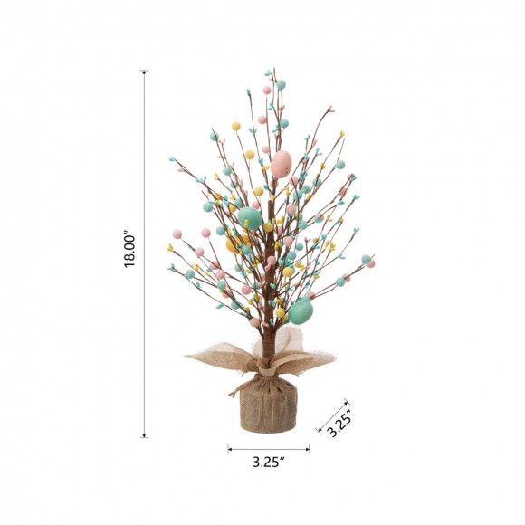 Glitzhome Glitzhome 18"H Easter Table Tree With Multicolor Easter Eggs