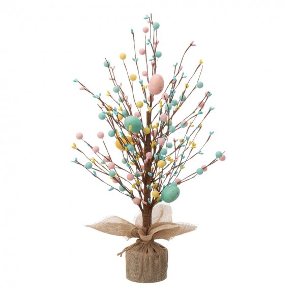 glitzhome Glitzhome 18"H Easter Table Tree with Multicolor Easter Eggs