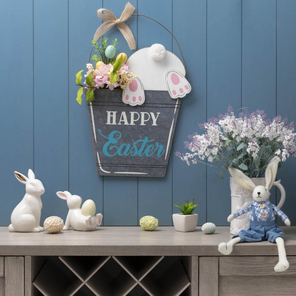 Glitzhome Glitzhome 18"H Easter Wooden Bunny Eggs Wall Décor