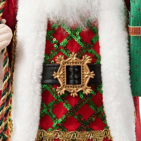 Glitzhome Glitzhome 18"H Faux Fur Christmas Traditional Santa Figurine With Porcelain Face