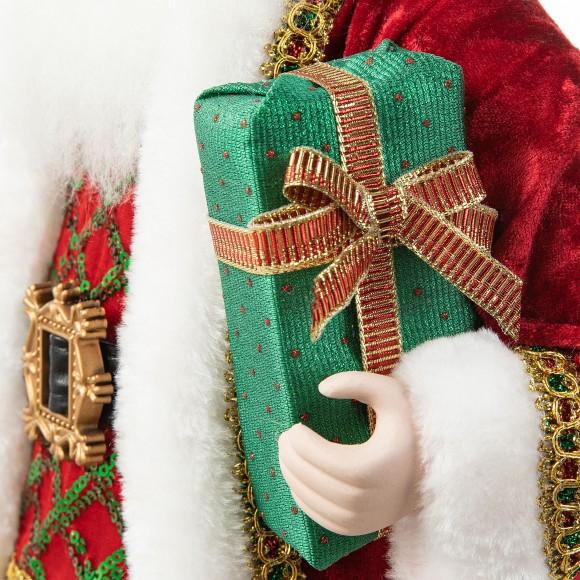 Glitzhome Glitzhome 18"H Faux Fur Christmas Traditional Santa Figurine With Porcelain Face