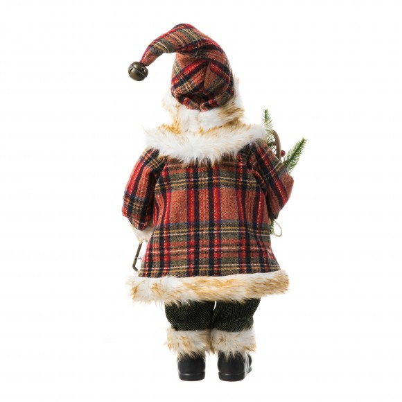 Glitzhome Glitzhome 18"H Faux Fur Christmas Woodland Santa Figurine With Porcelain Face