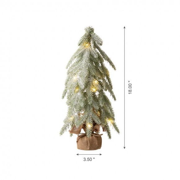 Glitzhome Glitzhome 18"H Lighted Frosted Artificial Table Tree