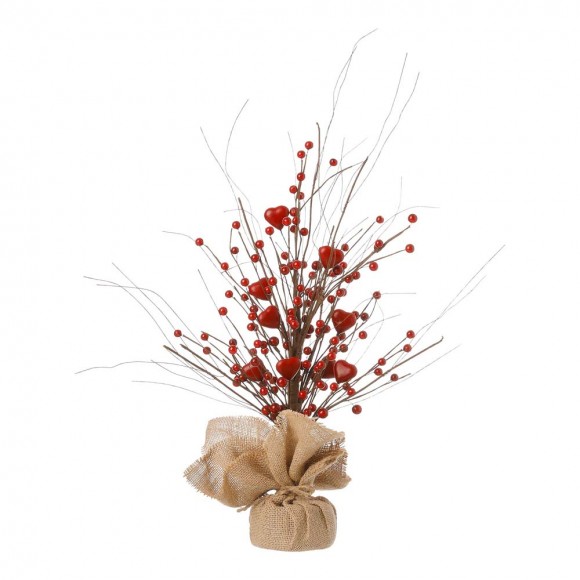Glitzhome Glitzhome 18"H Lighted Valentine's Berry Heart Table Tree