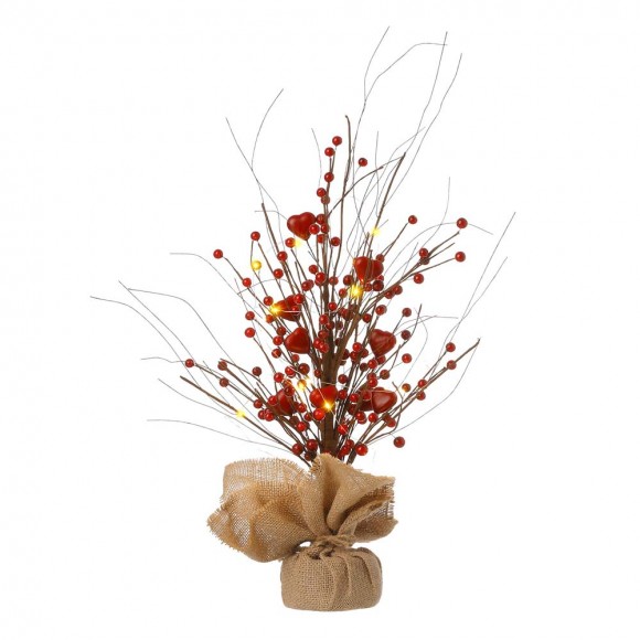 glitzhome Glitzhome 18"H Lighted Valentine's Berry Heart Table Tree