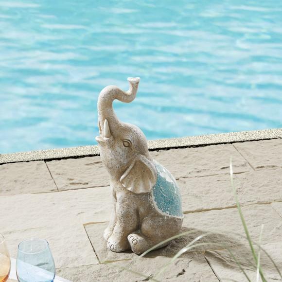 Glitzhome Glitzhome 18"H MGO Faux Granite And Mosaic Sitting Elephant Statue