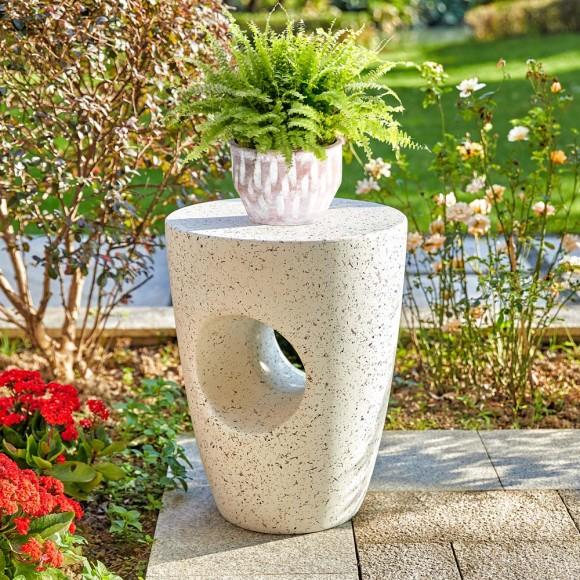 Glitzhome Glitzhome 18"H MGO White Terrazzo Garden Stool Or Planter Stand Or Accent Table (Multi-functional)