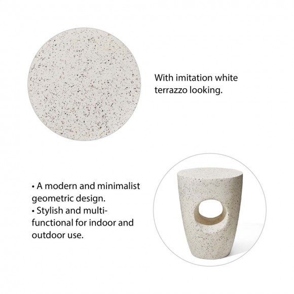 Glitzhome Glitzhome 18"H MGO White Terrazzo Garden Stool Or Planter Stand Or Accent Table (Multi-functional)