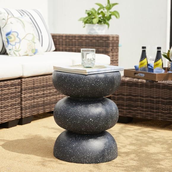 Glitzhome Glitzhome 18"H Multi-functional MGO Faux Terrazzo Garden Stool Or Planter Stand Or Accent Table