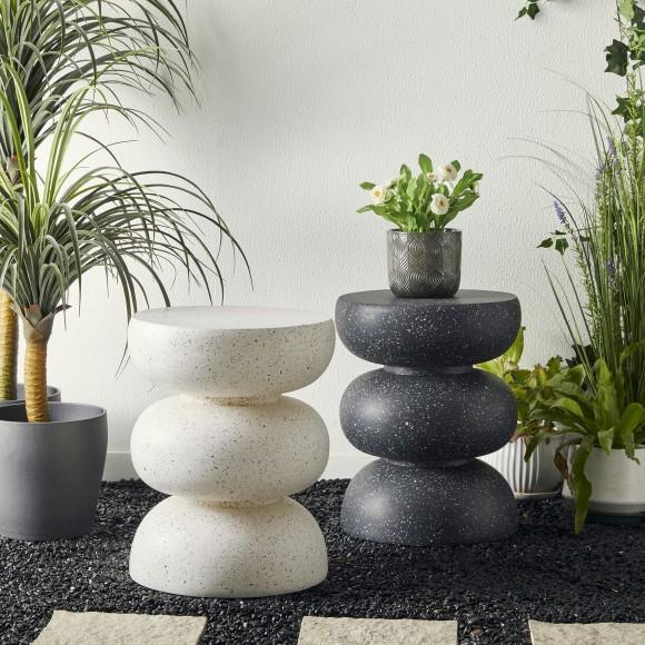 Glitzhome Glitzhome 18"H Multi-functional MGO Faux Terrazzo Garden Stool Or Planter Stand Or Accent Table