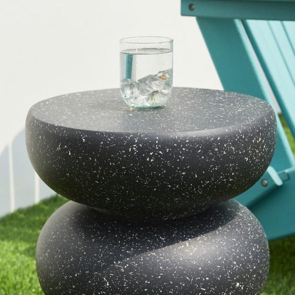 Glitzhome Glitzhome 18"H Multi-functional MGO Faux Terrazzo Garden Stool Or Planter Stand Or Accent Table