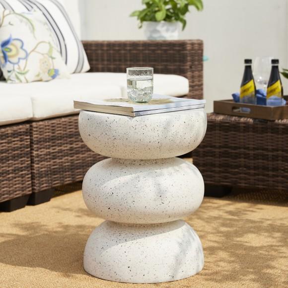 Glitzhome Glitzhome 18"H Multi-functional MGO Faux Terrazzo Garden Stool Or Planter Stand Or Accent Table