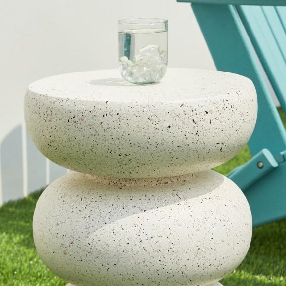 Glitzhome Glitzhome 18"H Multi-functional MGO Faux Terrazzo Garden Stool Or Planter Stand Or Accent Table