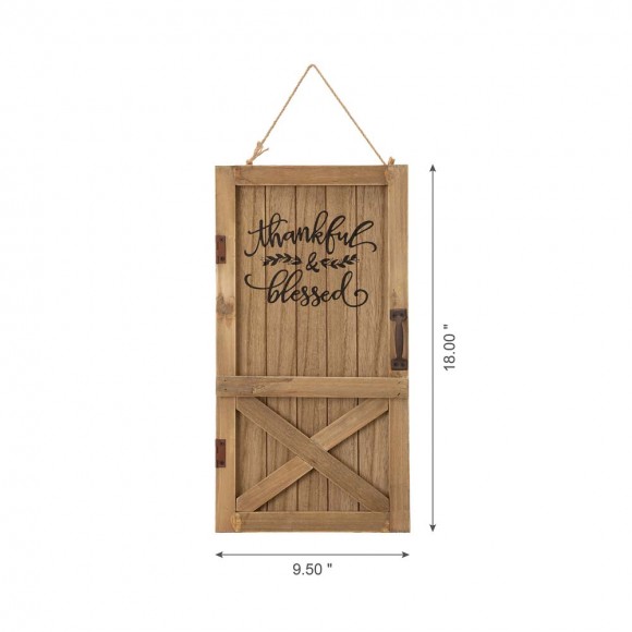 Glitzhome Glitzhome 18"H Natural Wooden Thanksgiving Barn Door Wall Décor Or Standing Decor