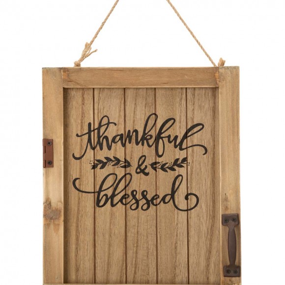 Glitzhome Glitzhome 18"H Natural Wooden Thanksgiving Barn Door Wall Décor Or Standing Decor