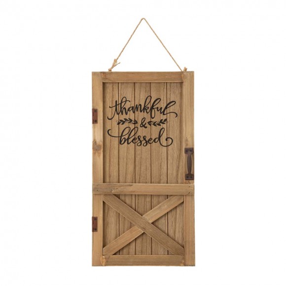glitzhome Glitzhome 18"H Natural Wooden Thanksgiving Barn Door Wall Décor or Standing Decor