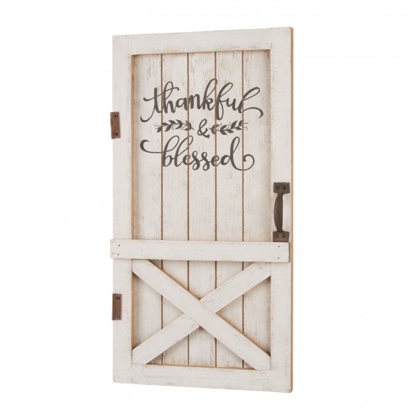 glitzhome Glitzhome 18"H White Wooden Thanksgiving Barn Door Wall Decor or Standing Decor