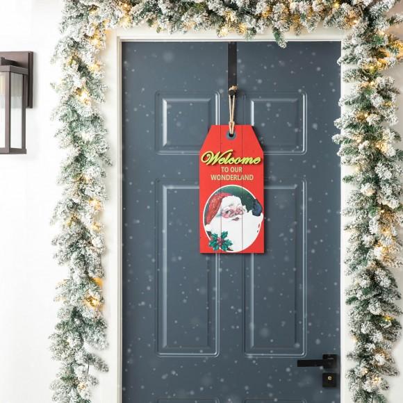 Glitzhome Glitzhome 18"H Wooden Christmas Santa Door Hanger