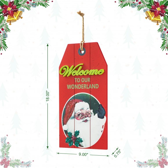 Glitzhome Glitzhome 18"H Wooden Christmas Santa Door Hanger