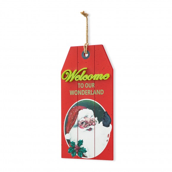 Glitzhome Glitzhome 18"H Wooden Christmas Santa Door Hanger