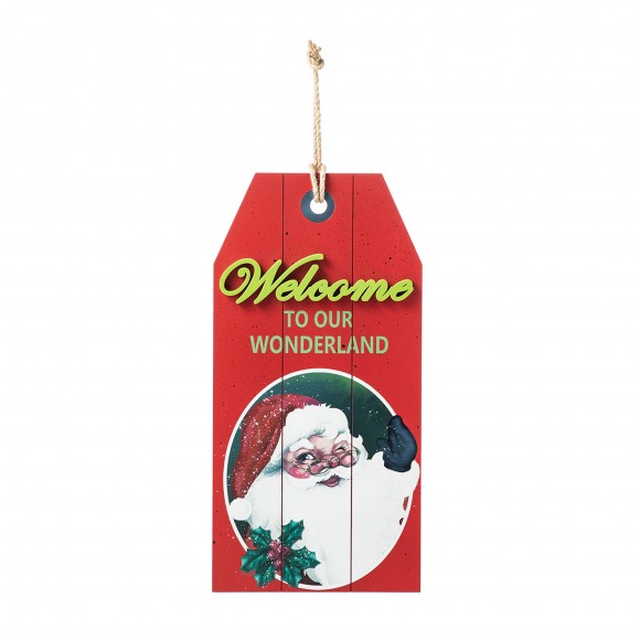 glitzhome Glitzhome 18"H Wooden Christmas Santa Door Hanger