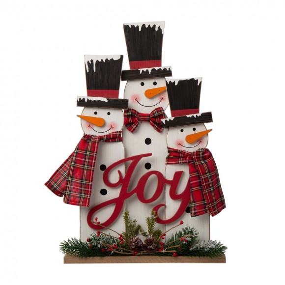 glitzhome Glitzhome 18"H Wooden Snowman Family Table or Standing Decor