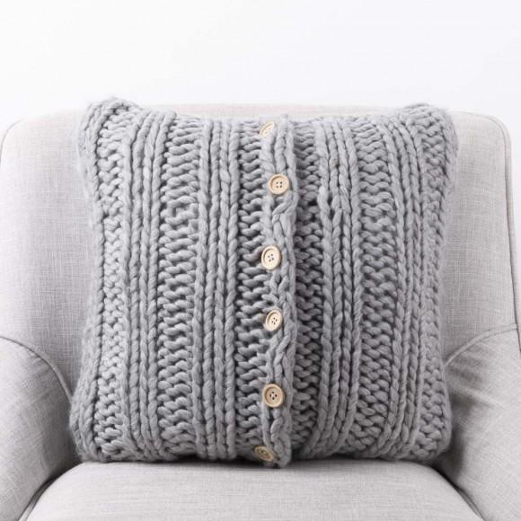 Glitzhome Glitzhome 18"L*18"W Gray Handmade Acrylic Cable Knit Pillow Cover
