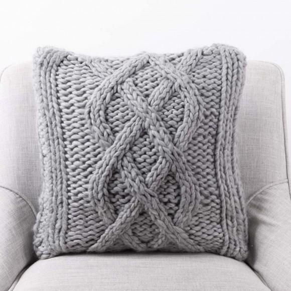 Glitzhome Glitzhome 18"L*18"W Gray Handmade Acrylic Cable Knit Pillow Cover