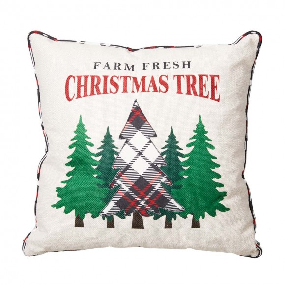glitzhome Glitzhome 18"L Farm Fresh Heavy Cotton Christmas Tree Throw Pillow