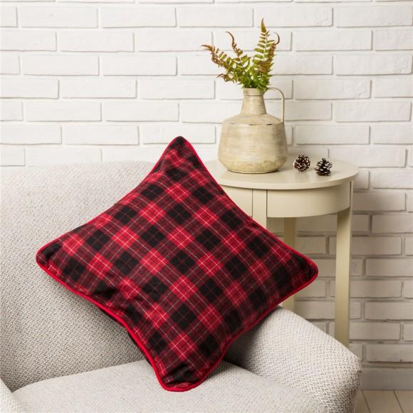 Glitzhome Glitzhome 18"L Farmhouse Plaid Pillow Cover