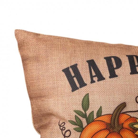 Glitzhome Glitzhome 18"L Faux Burlap Happy Fall Pumpkin Pillow