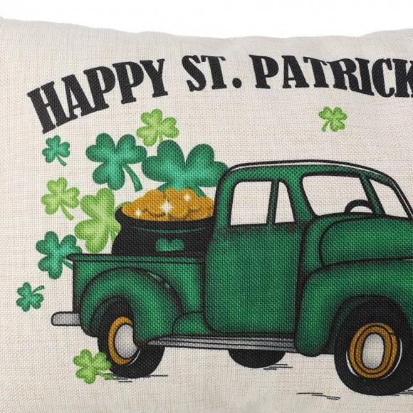 Glitzhome Glitzhome 18"L Faux Burlap Happy St. Patrick's Day Truck Pillow
