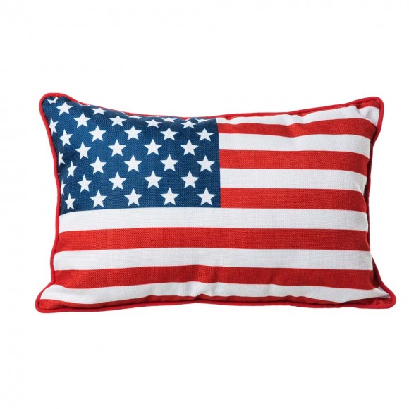 glitzhome Glitzhome 18"L Faux Burlap Patriotic/Americana Flag Pillow