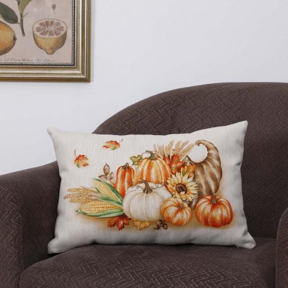 Glitzhome Glitzhome 18"L Faux Burlap Thanksgiving Croissant Pillow