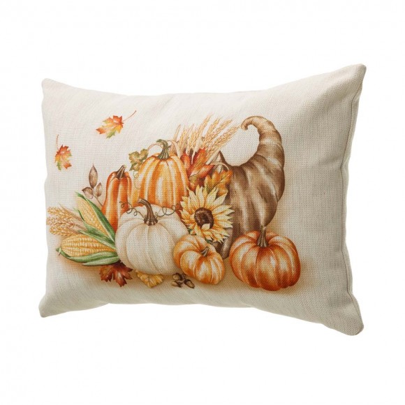 Glitzhome Glitzhome 18"L Faux Burlap Thanksgiving Croissant Pillow