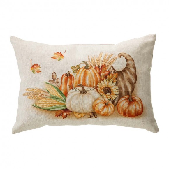 glitzhome Glitzhome 18"L Faux Burlap Thanksgiving Croissant Pillow