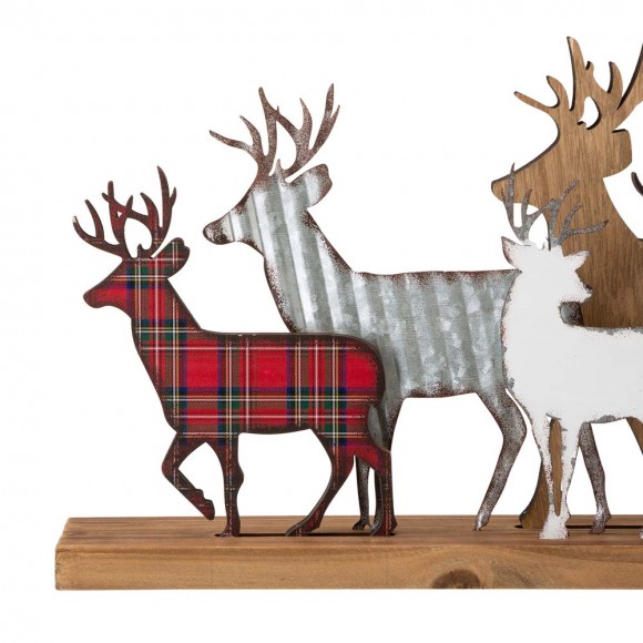 Glitzhome Glitzhome 18"L Galvanized Metal/Wooden Reindeer Table Decor