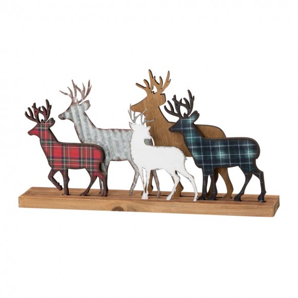 glitzhome Glitzhome 18"L Galvanized Metal/Wooden Reindeer Table Decor
